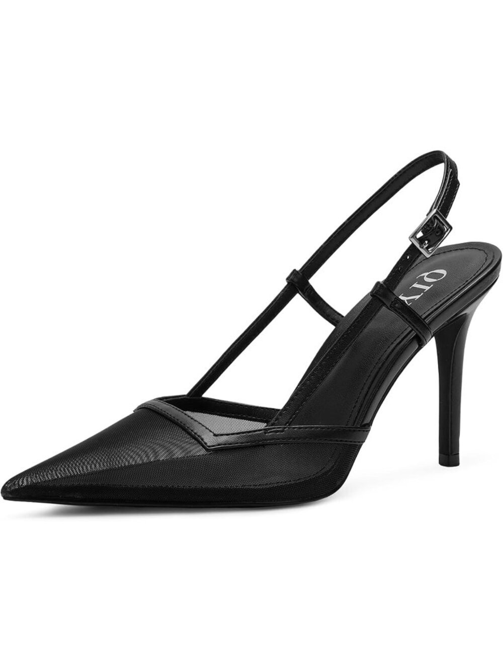Women's Black Stiletto Pointed Toe Sleek Slingback High Heel For Weddings Party